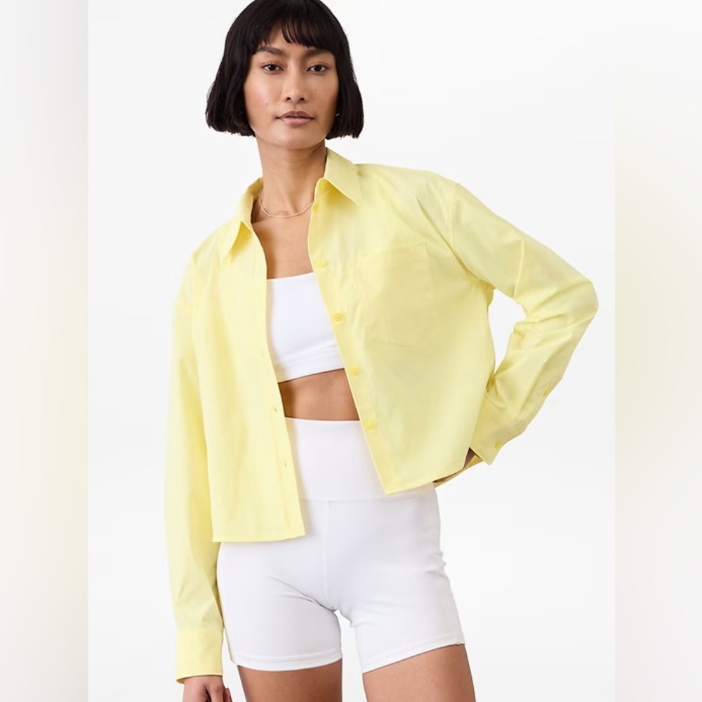 Athleta NWT Midday Cropped Shirt Size XL Citron